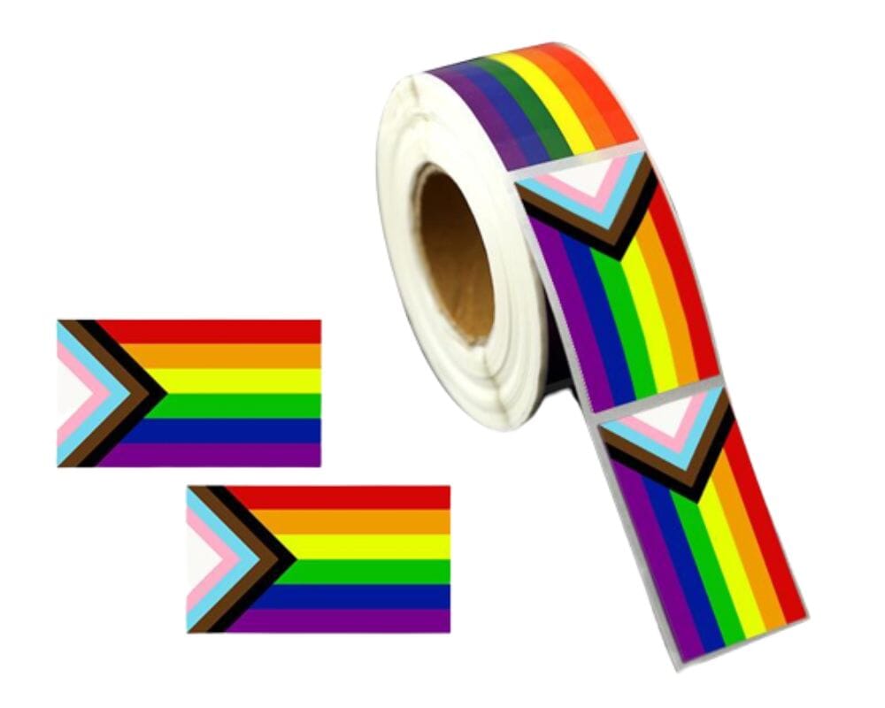 Progress Pride Daniel Quasar Rainbow Flag Circle/Rectangle/Heart Shaped  Stickers for Gay Pride, Lesbian Pride