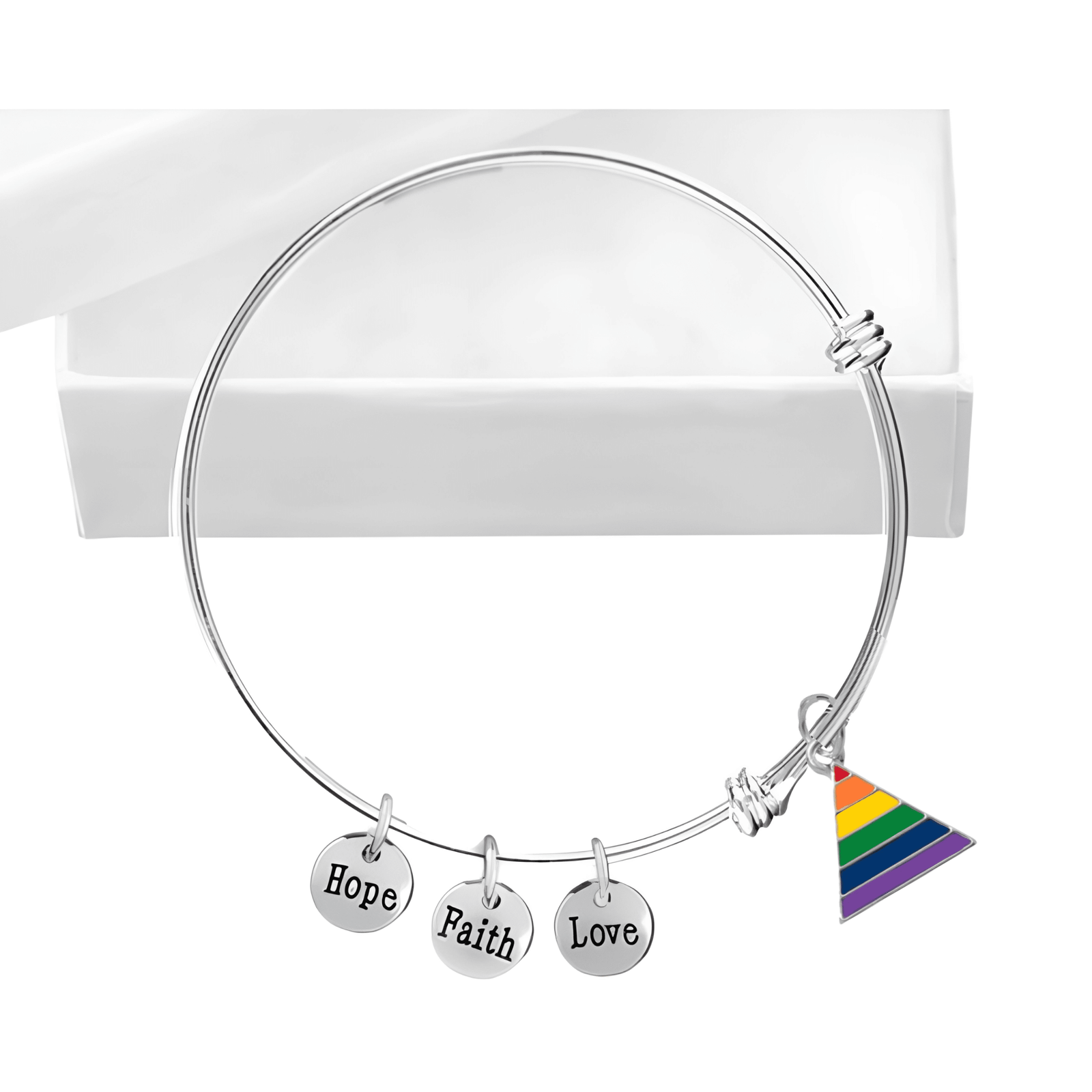 Rainbow Shaped Triangle Charm Bracelets, LGBTQ Gay Pride Awareness