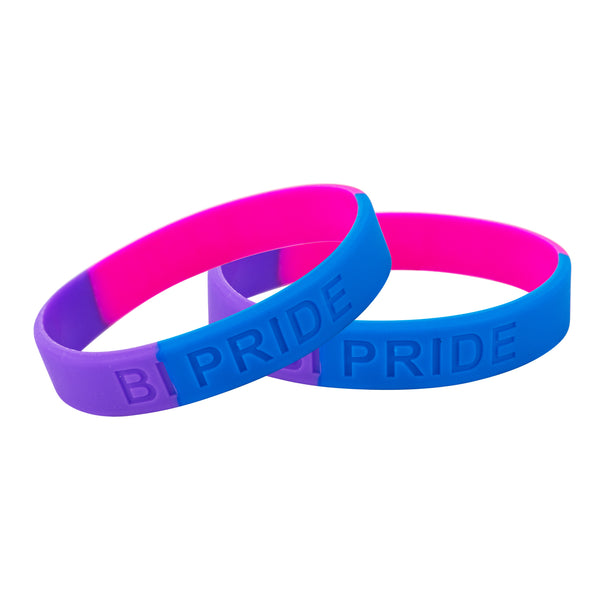 Bisexual PRIDE Silicone Bracelets, Bisexual Flag Wristbands in Bulk