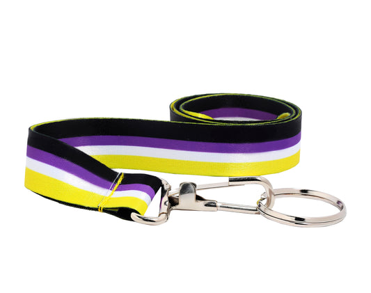 Nonbinary Flag Colored Lanyards, LGBTQ Badge Holders