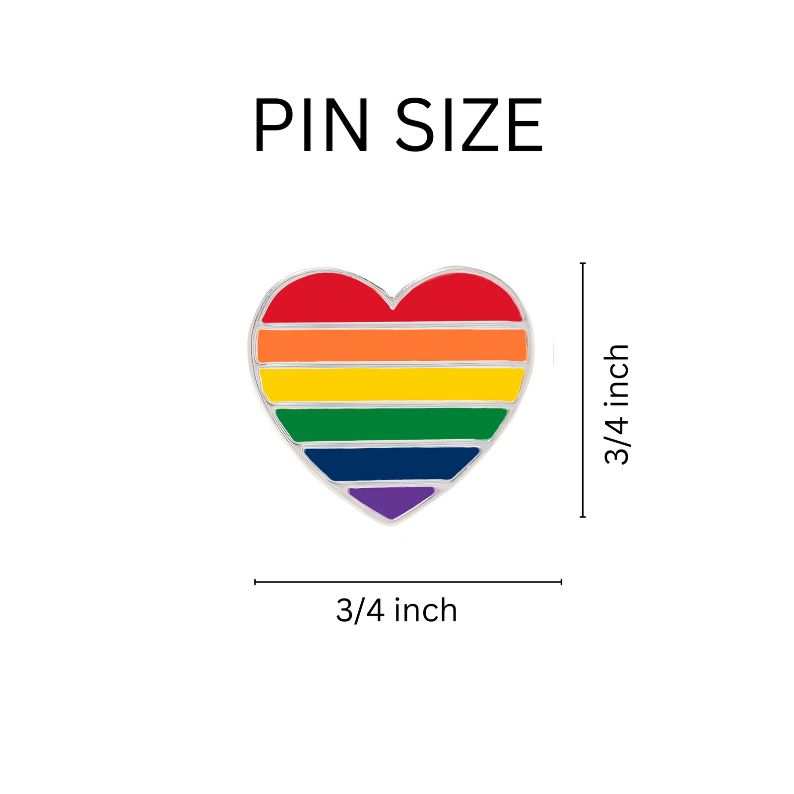 Rainbow Striped Heart Shaped Pins, LGBTQ Gay Pride Awareness Pins Bulk