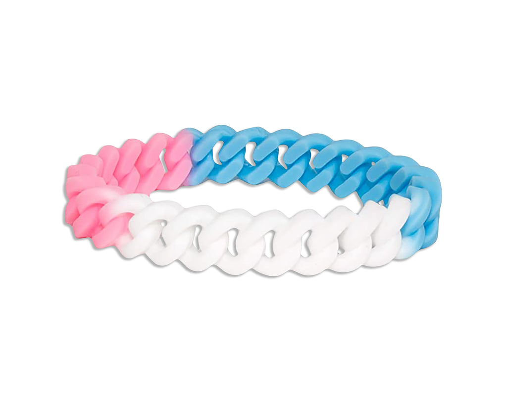 Bulk Transgender Flag Silicone Chain Bracelet Wristbands, We Are Pride