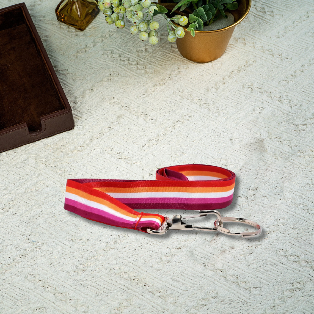 Sunset Lesbian Flag Colored Lanyard Style Keychains