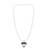 Asexual Flag Heart Charm Necklaces, LGBTQ Gay Pride Awareness