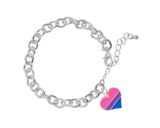 Bisexual Flag Heart Charm Chunky Charm Bracelets for Pride Parades