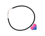 Bisexual Heart Charm Black Leather Cord Bracelets - We Are Pride Wholesale