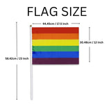 Colorful Large Rainbow Parade Flags on a Stick - Value Bulk Packs Available