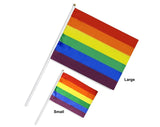 Colorful Large Rainbow Parade Flags on a Stick - Value Bulk Packs Available