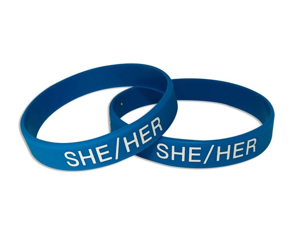 Bulk Pack of She/Her Pronoun Silicone Bracelets - PRIDE Celebration Accessory