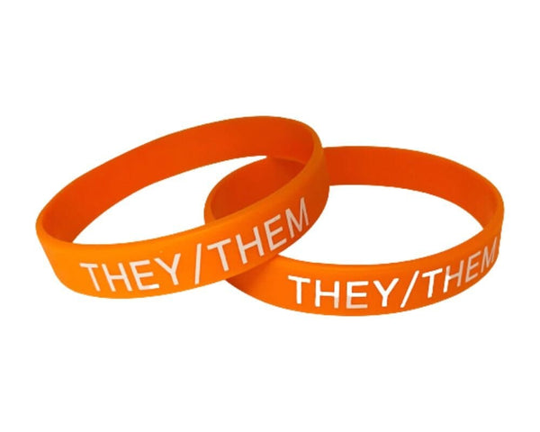 Bulk They Them Pronoun Silicone Bracelets - Inclusive Expression Accessory Jewelry