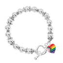 Daniel Quasar Flag Heart Charm Silver Beaded Bracelets