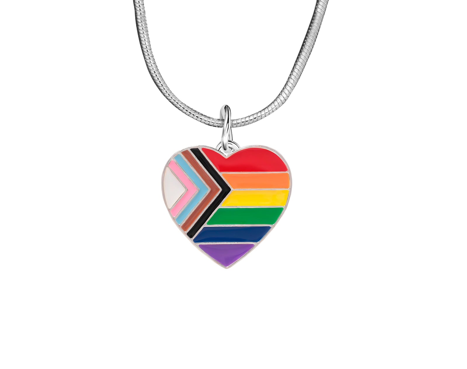 Daniel Quasar Heart Flag Charm Silver Necklaces