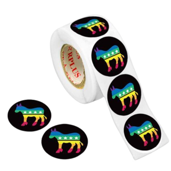 Democrat Donkey Bulk, Wholesale Rainbow Striped Stickers, LGBTQ Gay Pride Awareness