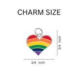 Bulk Gay Pride Rainbow Heart Charm Silver Beaded Bracelets, LGBTQ