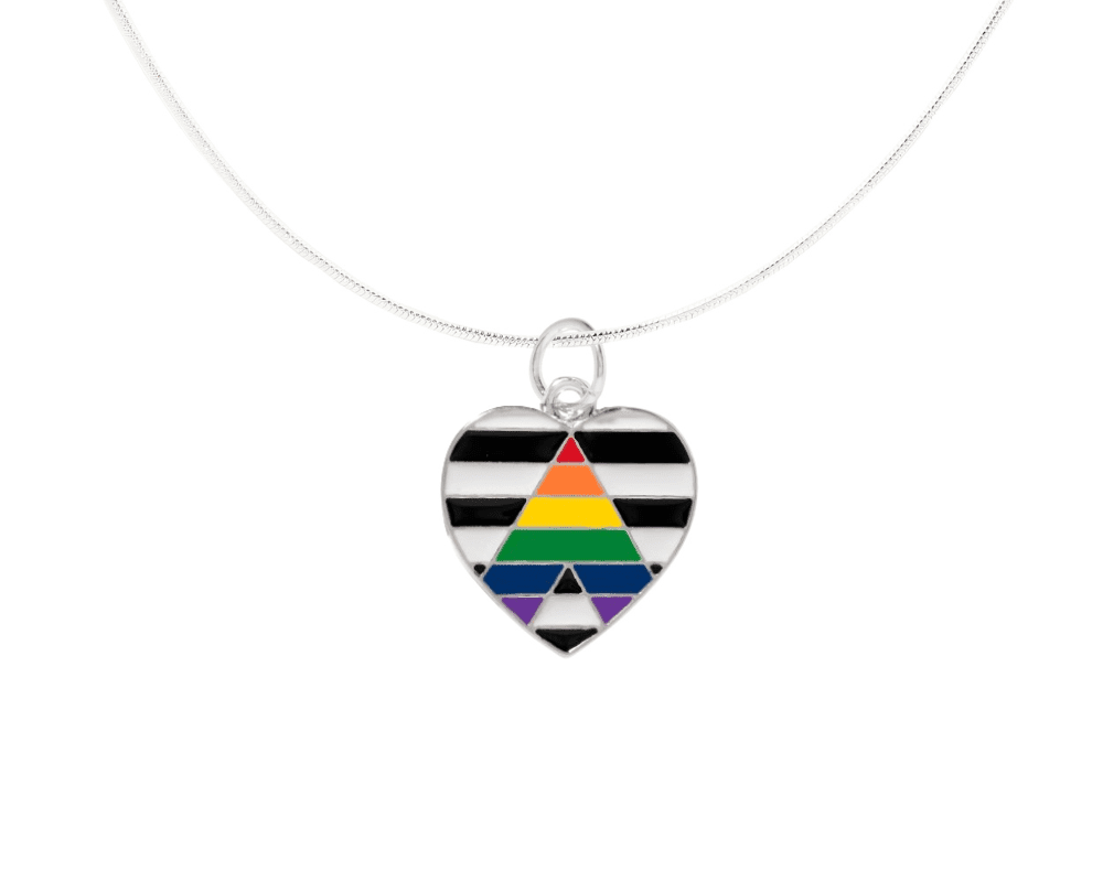 Heart Straight Ally LGBTQ Pride Necklaces, LGBTQ Gay Pride Awareness