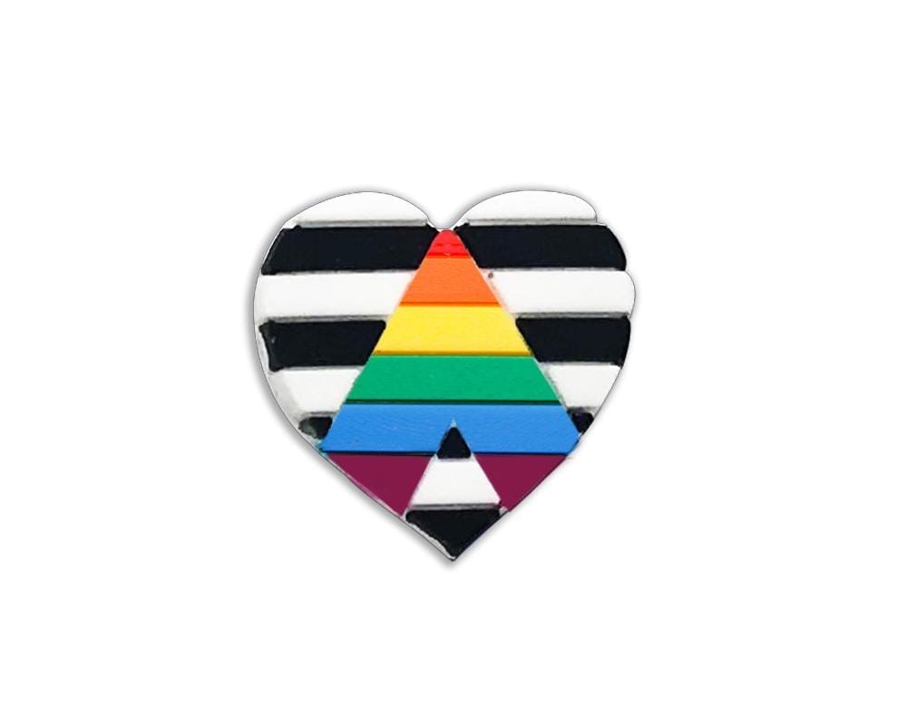 Heterosexual Straight Ally Flag Heart Pin, Ally Flag Pin for LGBTQ