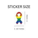 Large Rainbow Striped Ribbon Stickers (250 Per Roll) - We are Pride