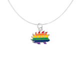 Bulk Rainbow Pride Rectangle LGBTQ Necklaces, Gay Pride Awareness Pendants