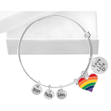 Love Is Love Rainbow Heart Retractable Charm Bracelets - Wholesale