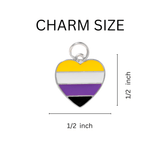 Bulk Nonbinary Flag Colored Heart Chunky Charm Bracelets, LGBTQ Jewelry