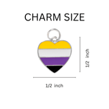 Bulk Nonbinary Flag Colored Heart Retractable Charm Bracelets, LGBTQ