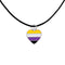 Nonbinary Heart LGBTQ Black Cord Necklaces Wholesale Packs