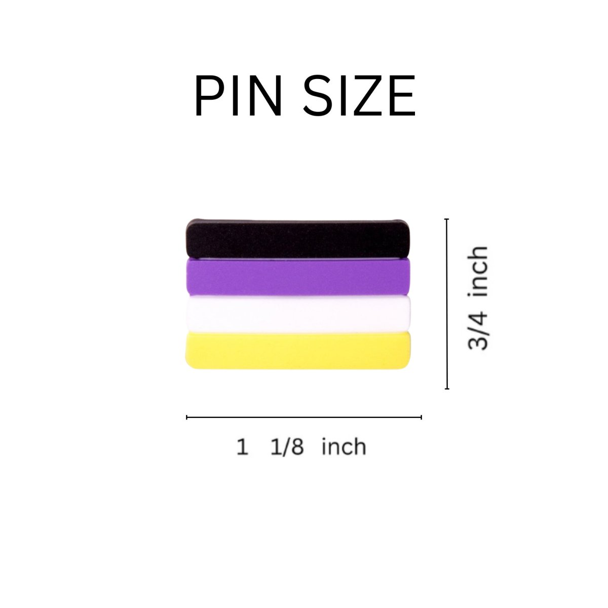 Bulk Non-Binary Striped Rectangle Flag Silicone Pins, LGBTQ Gay Pride Awareness