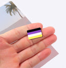 Bulk Non-Binary Striped Rectangle Flag Silicone Pins, LGBTQ Gay Pride Awareness