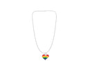 Bulk Rainbow Heart Charm Necklaces, LGBTQ Gay Pride Awareness