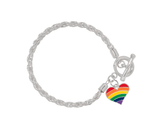 Bulk Rainbow Flag Shaped Heart Bracelets for PRIDE Parades, Events, Fundraising