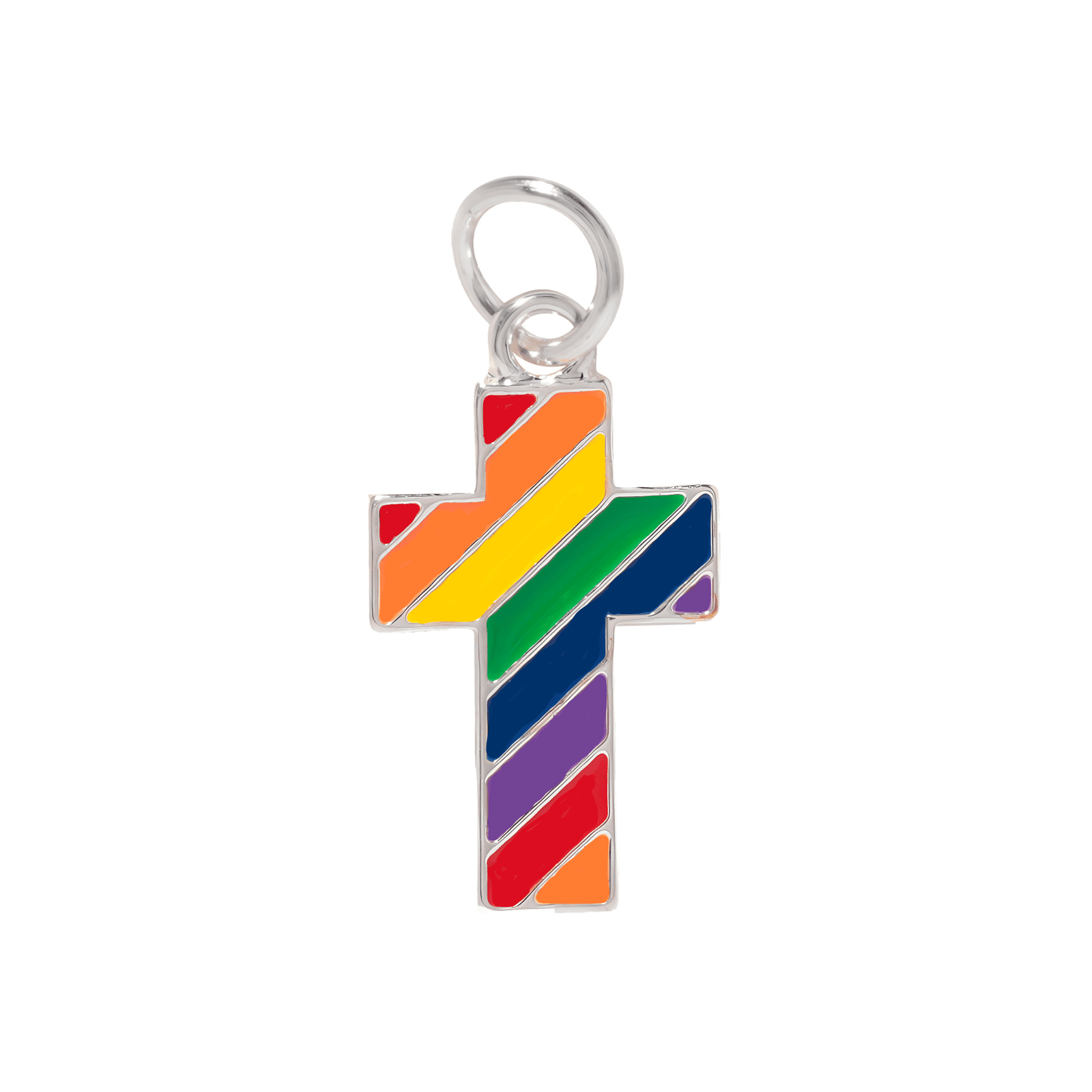 Bulk, Wholesale Rainbow Striped Cross Shaped Charms, LGBTQ Gay Pride Jewelry