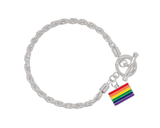 Round Rainbow Heart Love Wins Silver Rope Bracelets in Bulk 