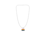 Bulk Rainbow Pride Rectangle LGBTQ Necklaces, Gay Pride Awareness Pendants