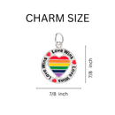 Round Rainbow Heart Love Wins Charm on Black Cord Necklace, Gay Pride Awareness Pendants