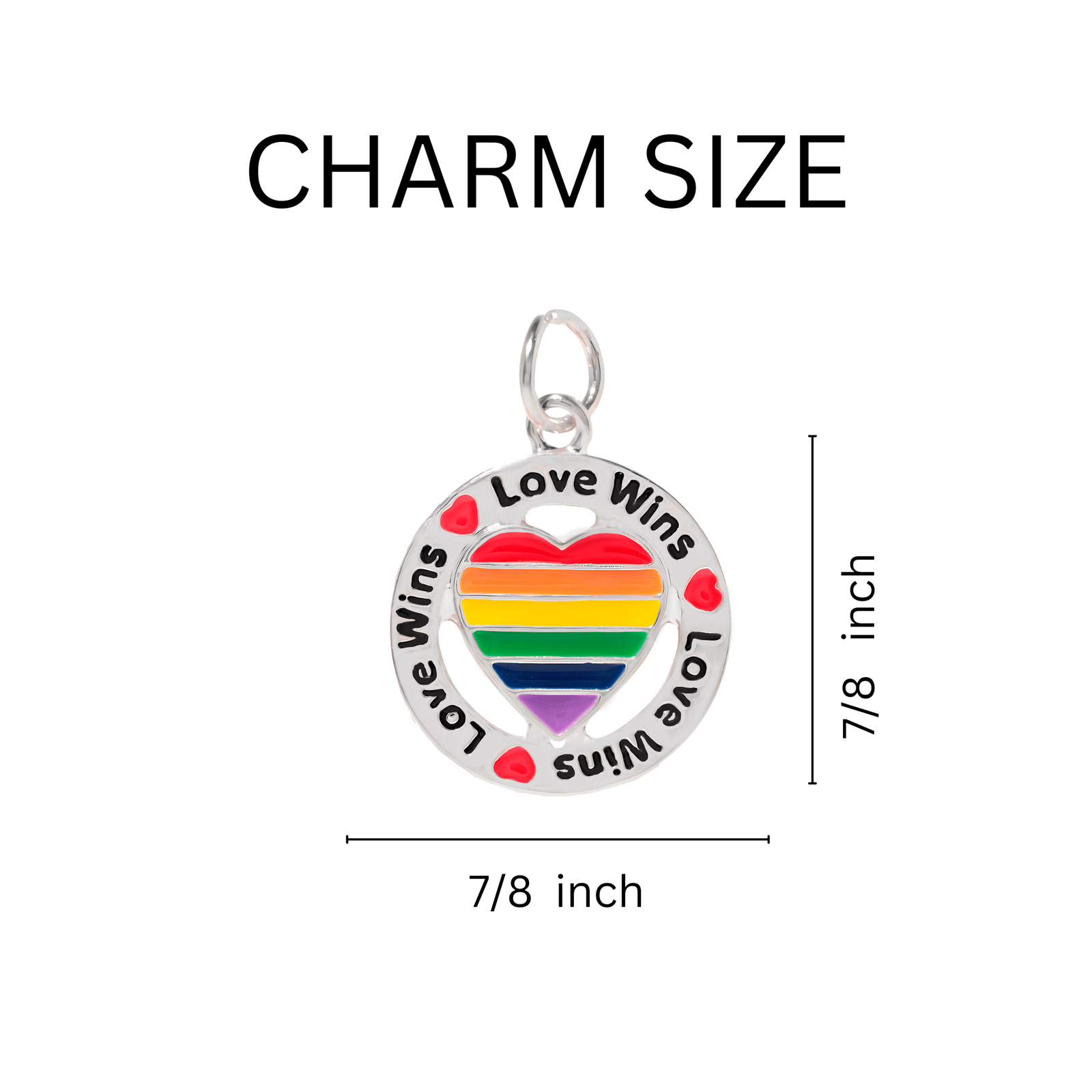  Wholesale Round Rainbow Heart Love Wins Hanging Charms 