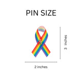 Satin Rainbow Ribbon Pin, Inexpensive Rainbow Ribbon PRIDE Pins