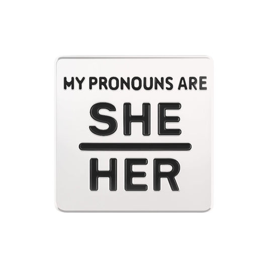 Bulk She/Her Pronoun Square Pins for Gay Pride, Pronoun Jewelry