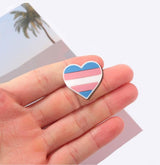 Transgender Flag Heart Pins, LGBTQ Gay Pride Awareness