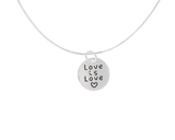 Silver Circle Love Is Love Charm Necklaces, LGBTQ Gay Pride Awareness