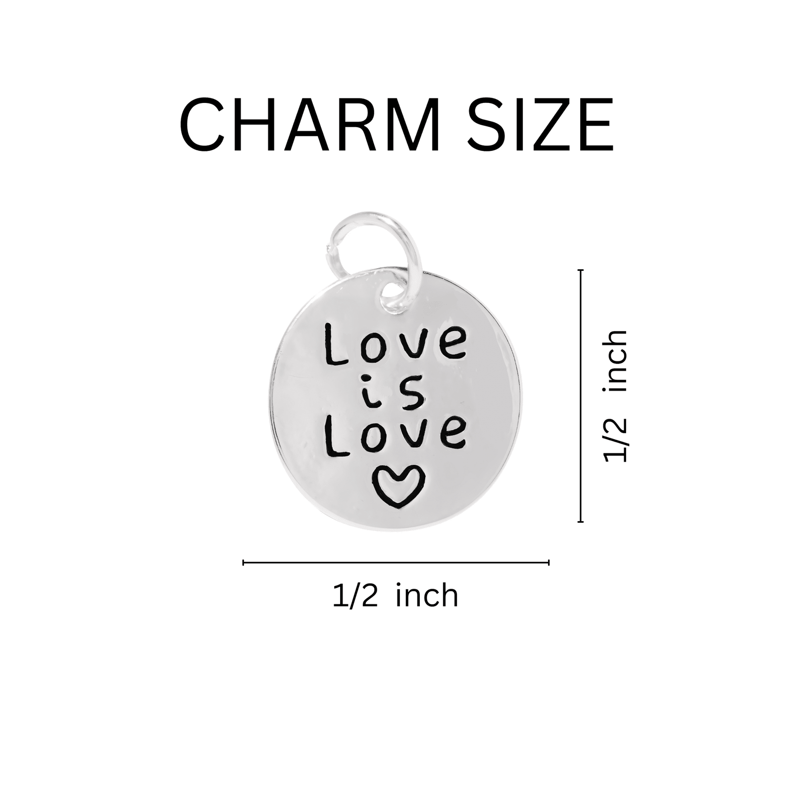 Silver Circle Love Is Love Circle Charms, LGBTQ Gay Pride Jewelry