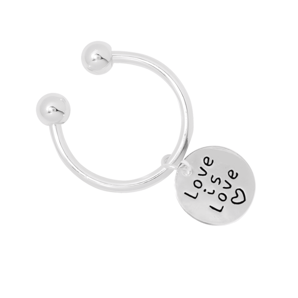 Silver Circle Love Is Love Key Chain, LGBTQ Gay Pride Awarenesss, LGBTQ Gay Pride Awareness