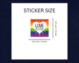 Square Bulk Rainbow Love is Love Heart Stickers, LGBTQ Gay Pride Awareness