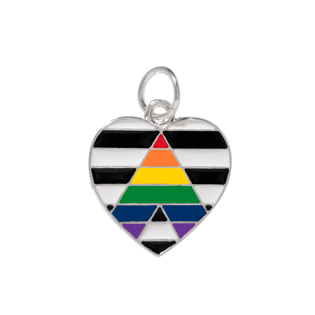 Straight Ally LGBTQ Heart Charms, LGBTQ Gay Pride Jewelry