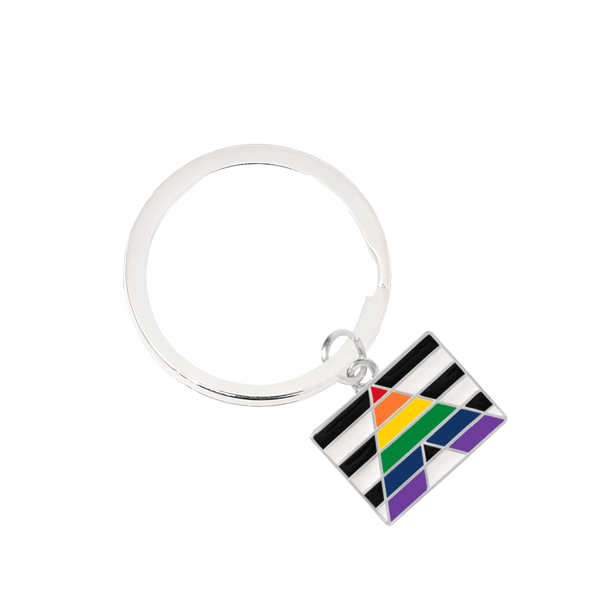 Straight Ally, Heterosexual Ally Rectangle Flag Key Chains in Bulk Wholesale, Gay Pride Awareness Jewelry