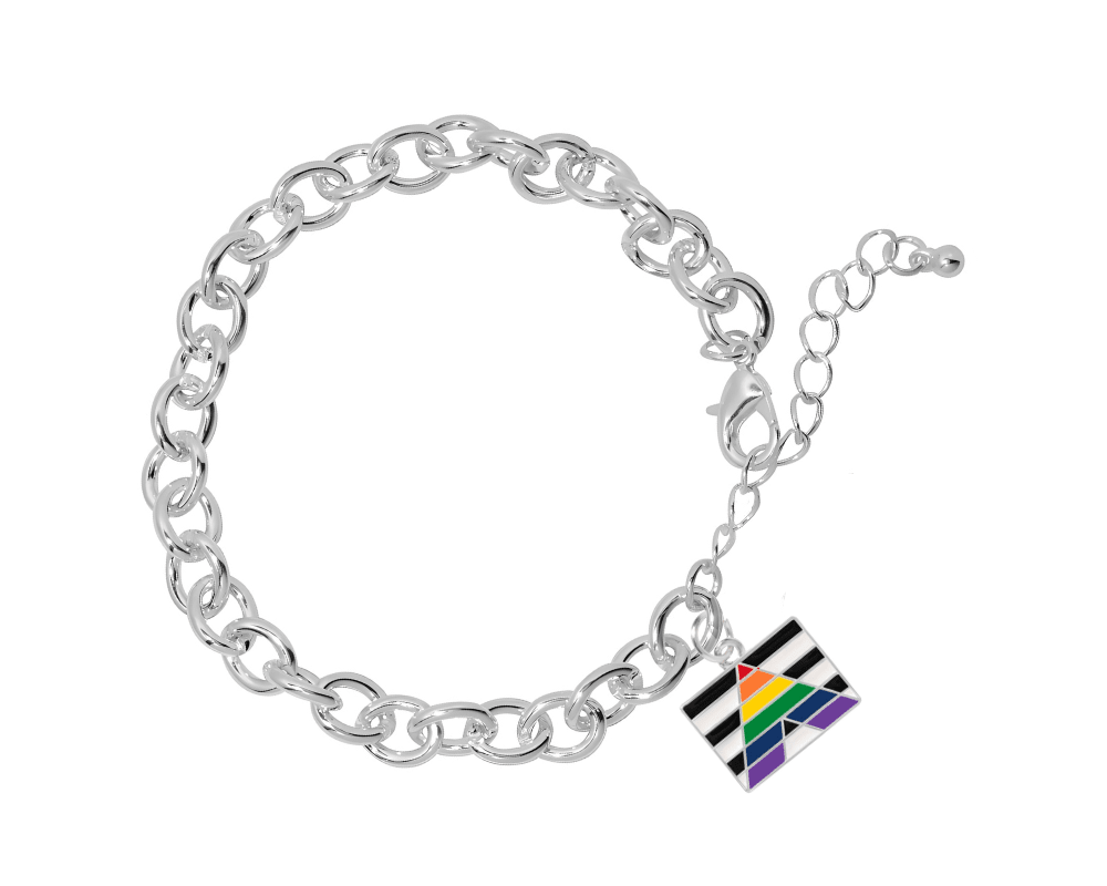 Straight Ally Rectangle Charm Chunky Link Style Bracelet