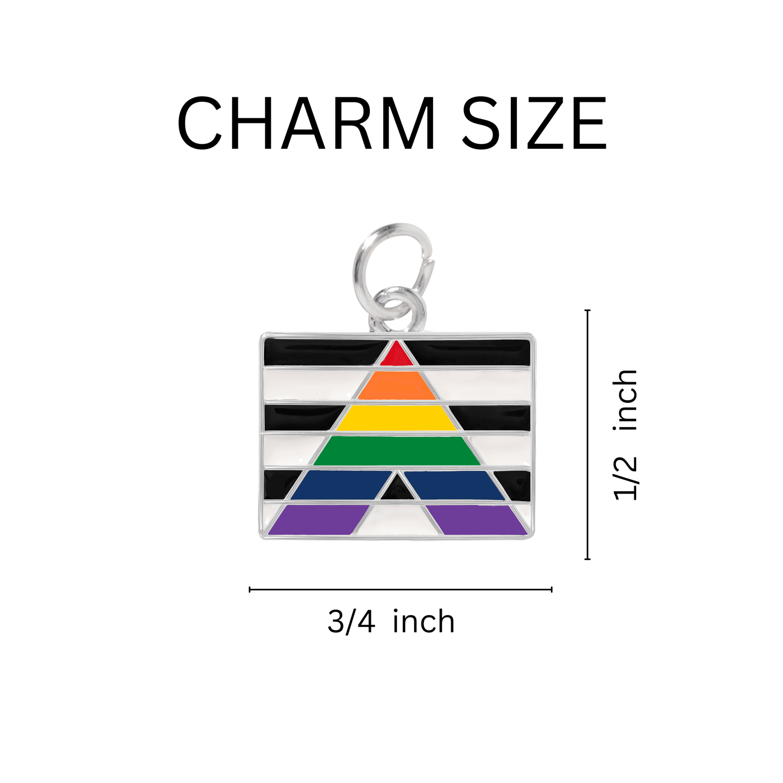 Straight Ally Rectangle Flag Key Chain, LGBTQ Gay Pride Awareness