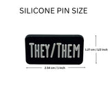 They Them Black Rectangle Silicone Pronoun Pins for Gay Pride