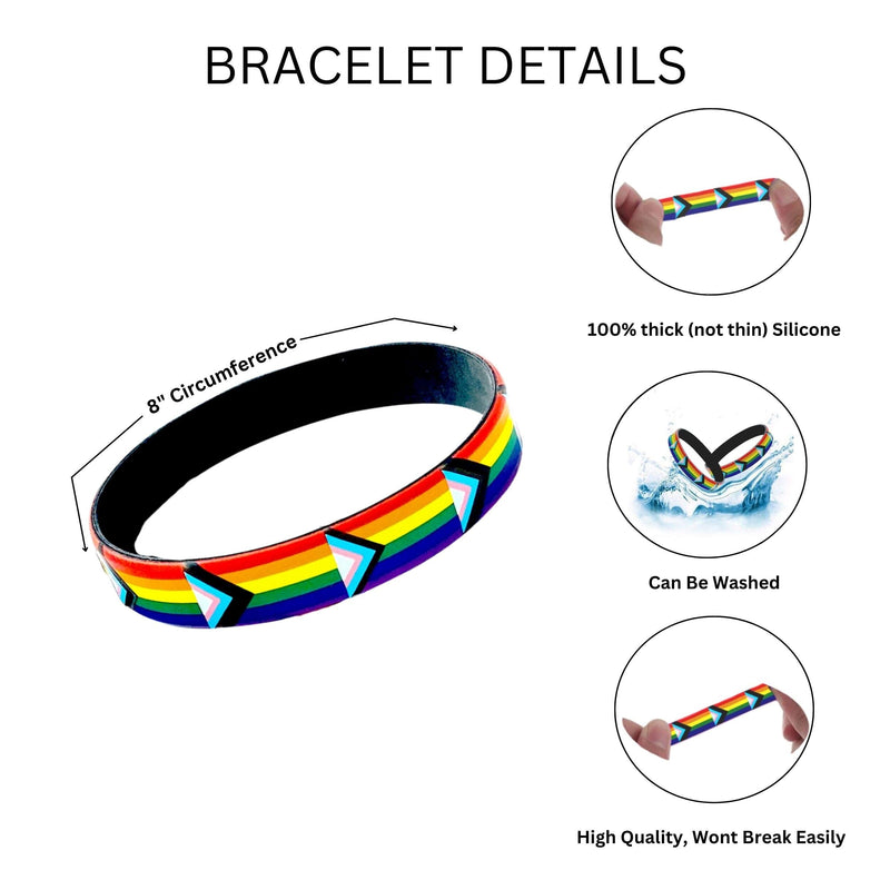 Rainbow Pride Silicone Bracelets, Gay Pride Wristbands in Bulk 100 Bracelets