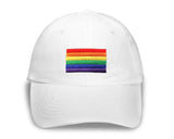 Bulk Embroidered Rainbow Rectangle Flag Hats in White - We Are Pride Wholesale