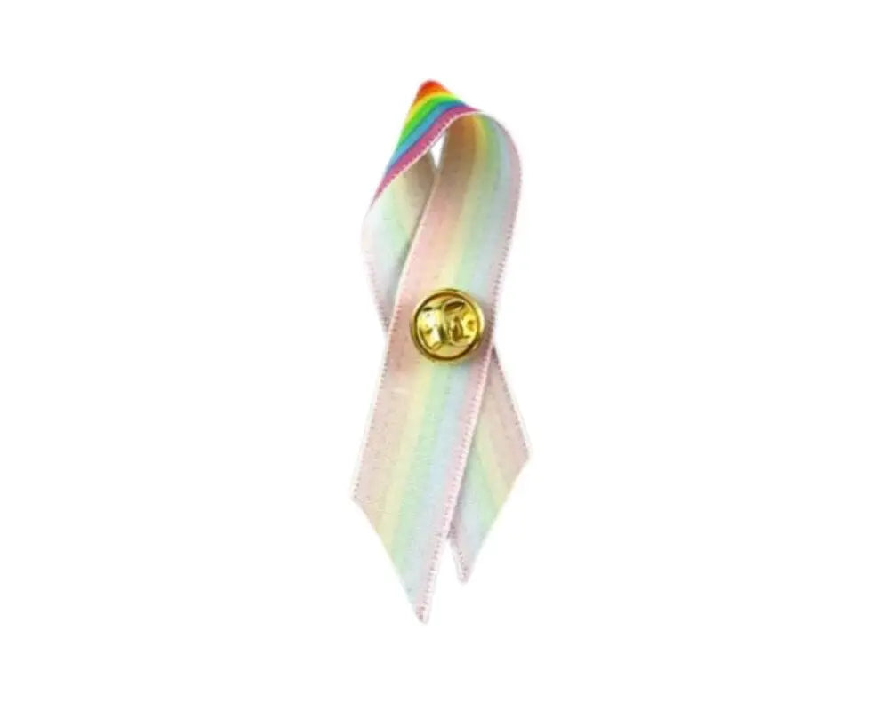 Satin Rainbow Striped Ribbon Pins in Bulk, Wholesale Prices.